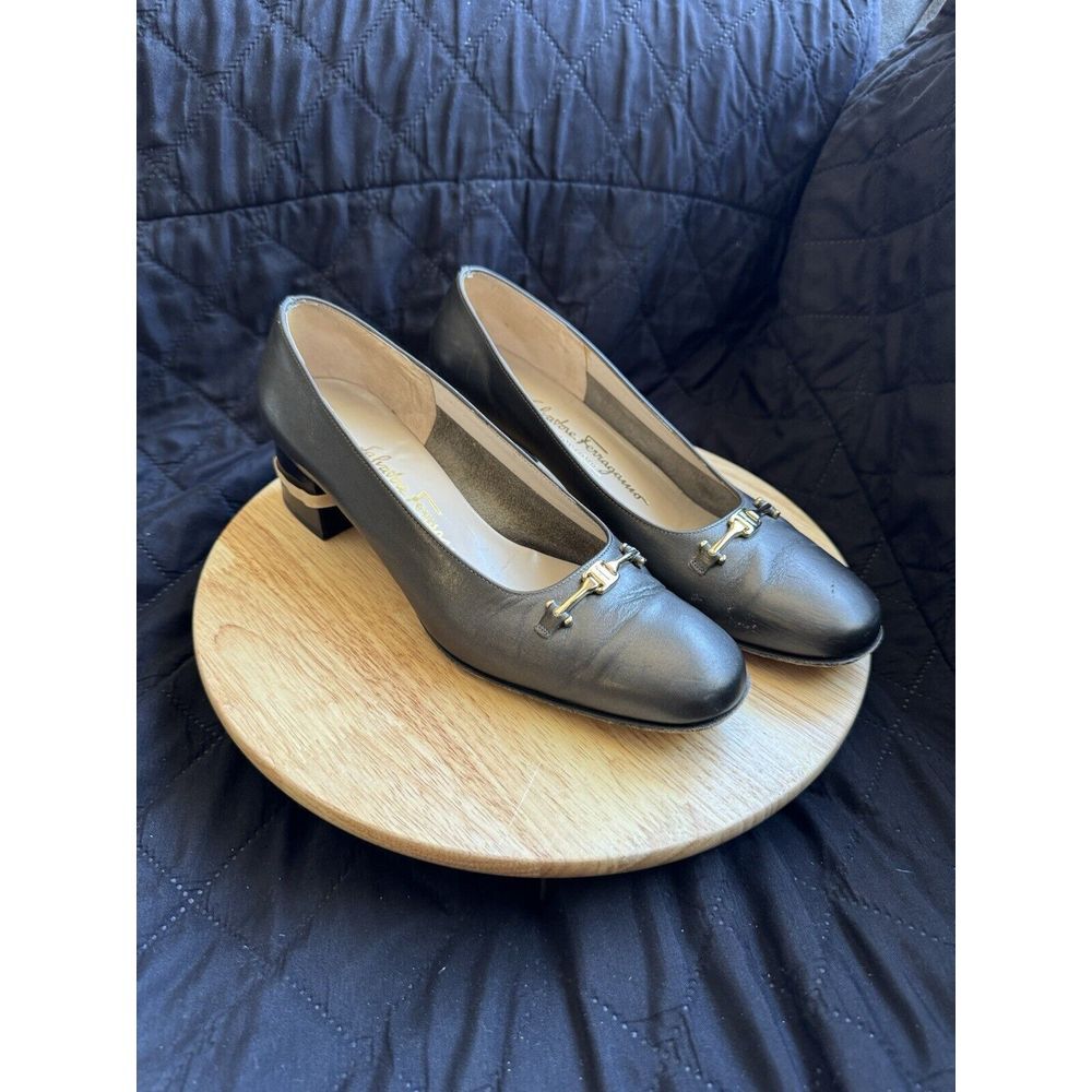 Ferragamo women shoes 7 B Army Green with Horse-bit Embellishment